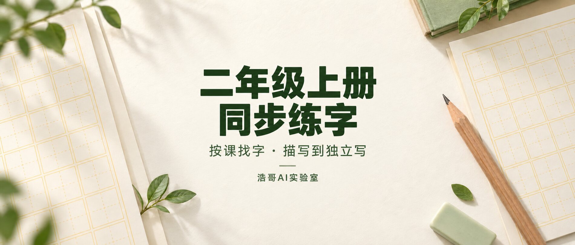 二年级上册同步字帖,按课找字,从描写到独立写。
