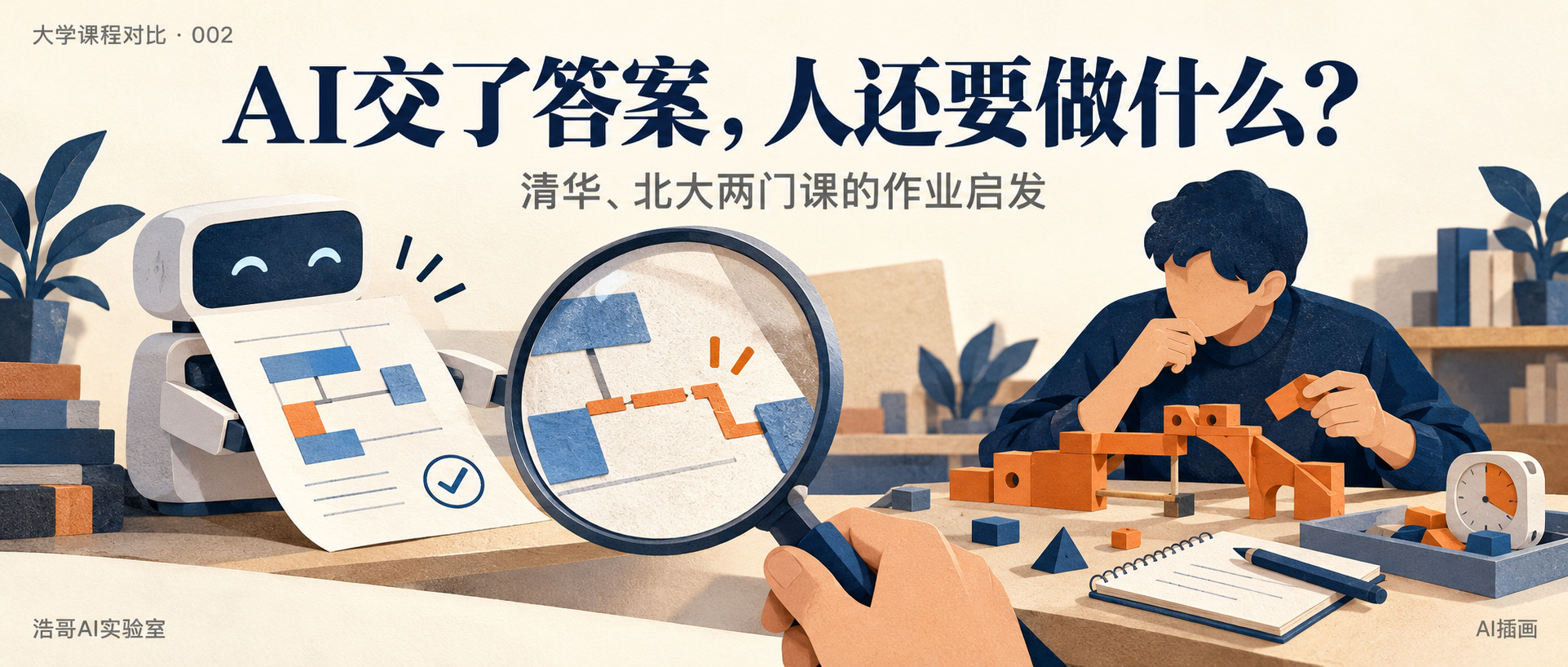 AI交出作业之后，人继续检查反例、运行过程和实际价值。
