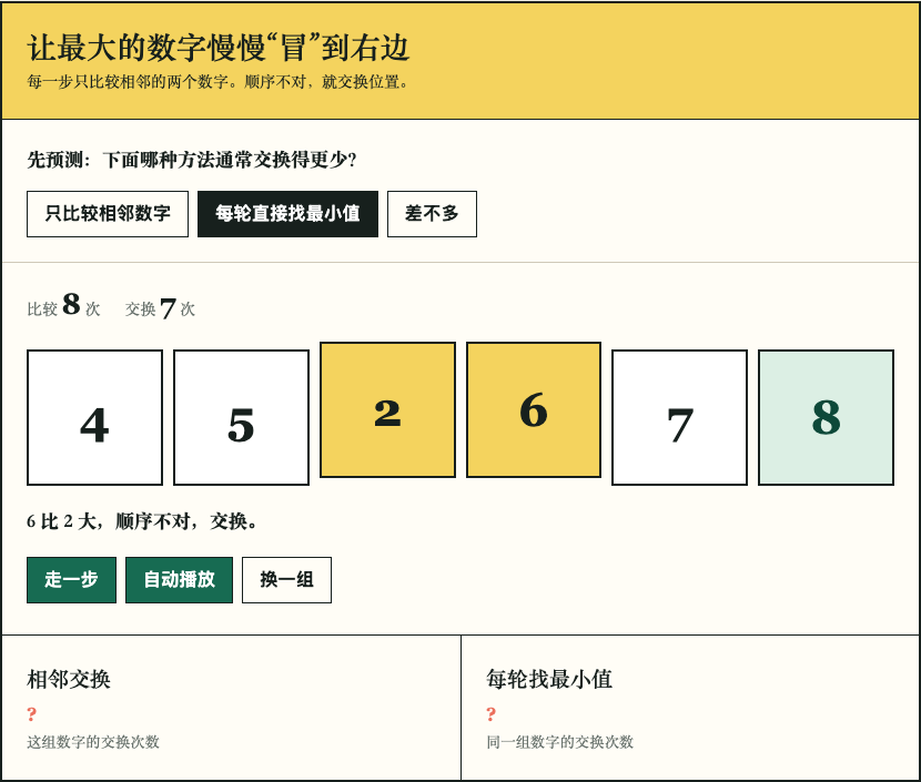 排序过程中的比较、交换与次数记录